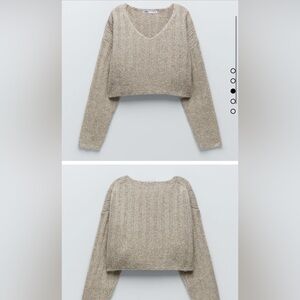 Zara Wool‎ Blend Ribbed Sweater Crop cropped